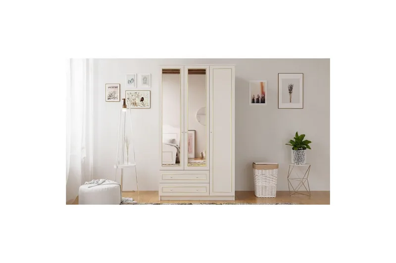 Edrinor Garderobsskåp 105x180 cm - Matt Vit - Förvaring - Skåp - Garderobsskåp