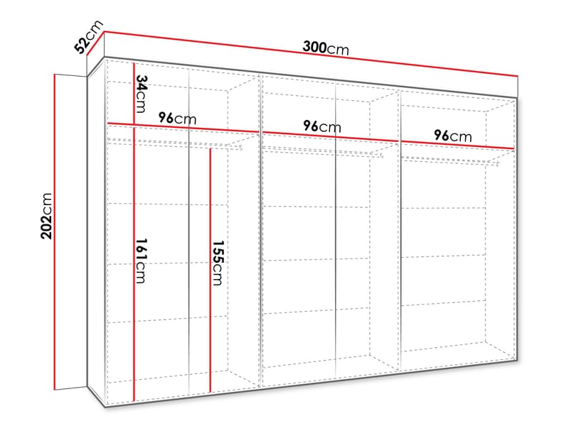 Eikra Garderob 300 cm - svart - Förvaring - Skåp - Garderobsskåp