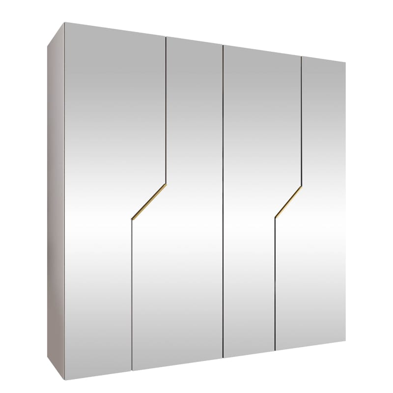 Eikra Garderob med spegel 200 cm, Guld, vit