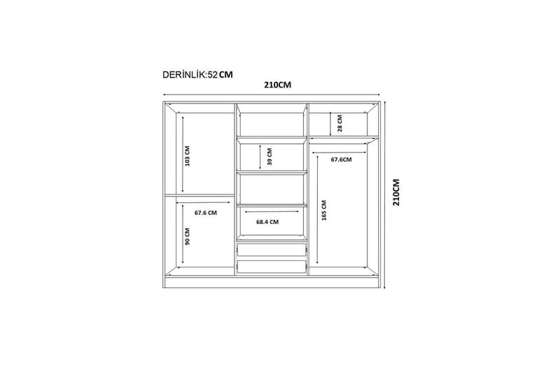 Elaro Garderobsskåp 210x210 cm - Matt Vit - Förvaring - Skåp - Garderobsskåp