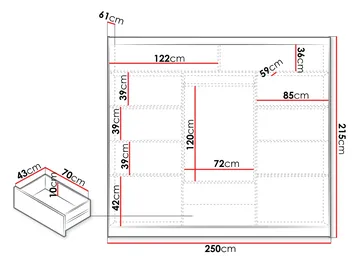 Elvin Garderob med spegel 250x215 cm - vit - Förvaring - Skåp - Garderobsskåp