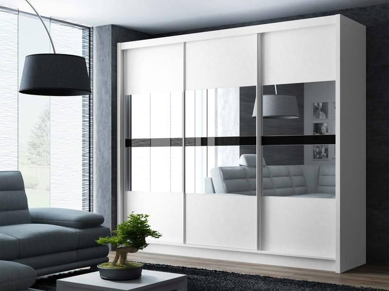 Elvin Garderob med spegel 250x215 cm - vit - Förvaring - Skåp - Garderobsskåp