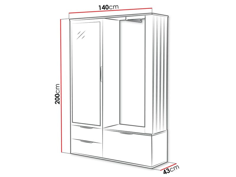 Faro Hallmöbel 140 cm - beige - Möbler - Hall & entré - Möbelset för hall & entré