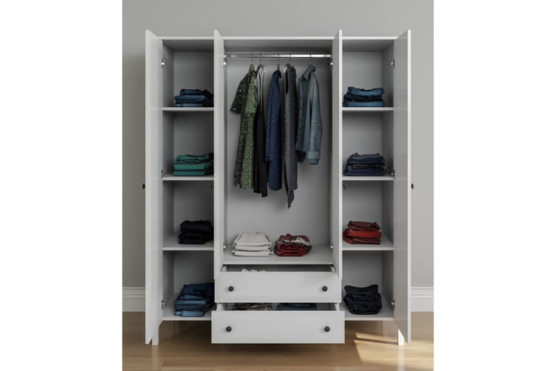 Ferra Garderobsskåp 160x194,8 cm - Natur/Vit - Förvaring - Skåp - Garderobsskåp