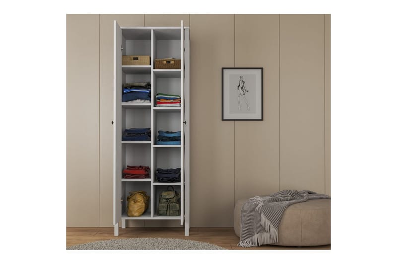 Ferra Garderobsskåp 70x194,8 cm - Natur/Vit - Förvaring - Skåp - Garderobsskåp