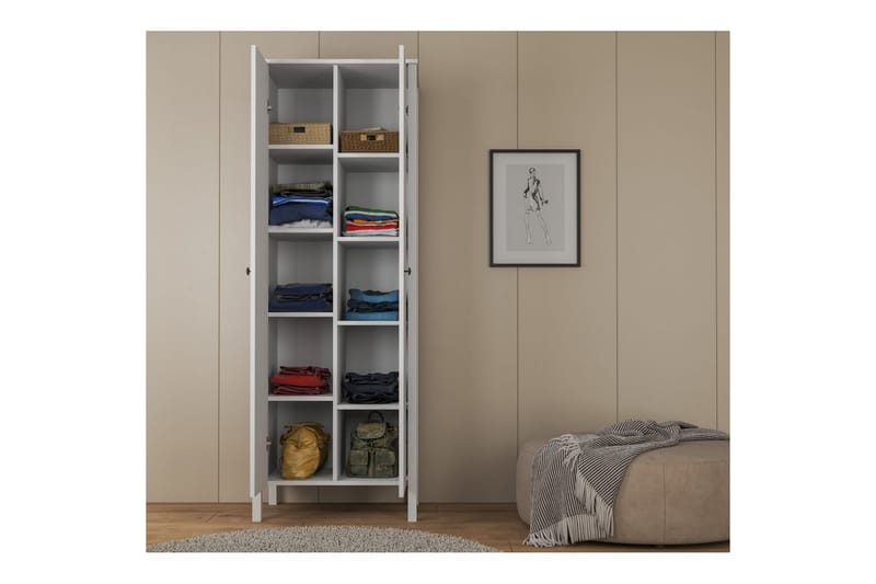Ferra Garderobsskåp 70x194,8 cm - Natur/Vit - Förvaring - Skåp - Garderobsskåp