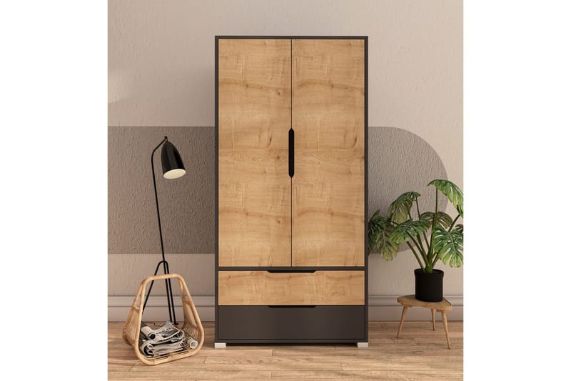 Florai Garderobdsskåp 90x183 cm - Antracit/Brun - Förvaring - Skåp - Garderobsskåp