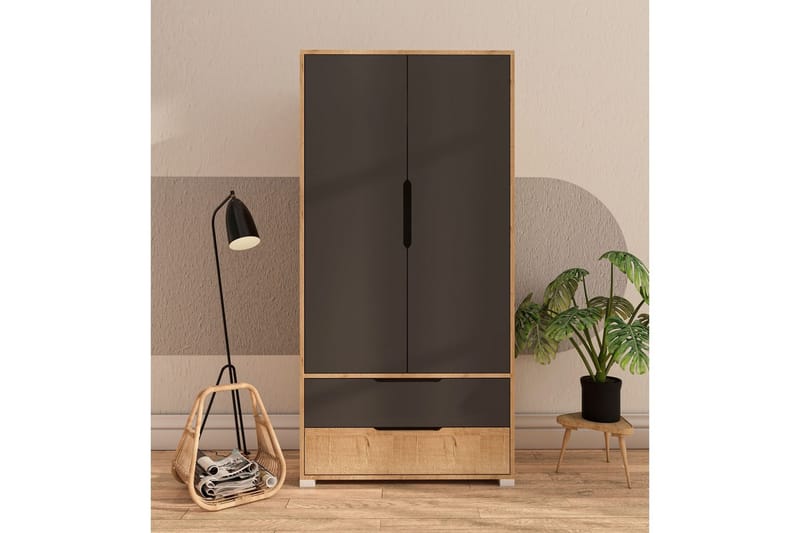 Florai Garderobdsskåp 90x183 cm - Brun/Antracit - Förvaring - Skåp - Garderobsskåp