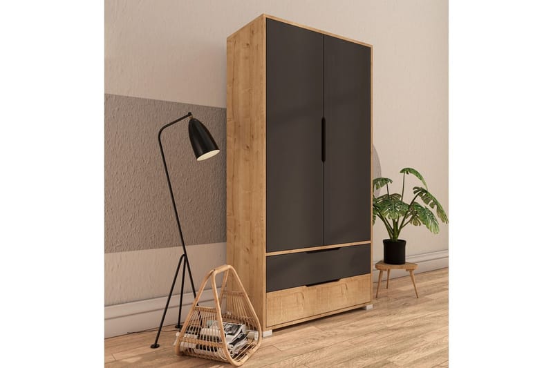 Florai Garderobdsskåp 90x183 cm - Brun/Antracit - Förvaring - Skåp - Garderobsskåp