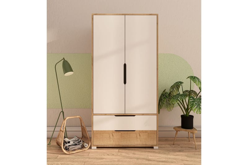 Florai Garderobdsskåp 90x183 cm - Brun/Vit - Förvaring - Skåp - Garderobsskåp