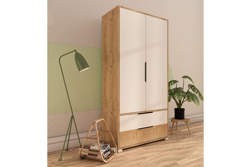 Florai Garderobdsskåp 90x183 cm - Brun/Vit - Förvaring - Skåp - Garderobsskåp