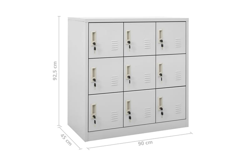 Förvaringsskåp 2 st ljusgrå 90x45x92,5 cm stål - Grå - Förvaring - Skåp
