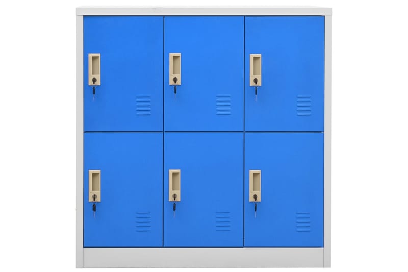 Förvaringsskåp 2 st ljusgrå och blå 90x45x92,5 cm stål - Grå - Skåp - Klädskåp & omklädningsskåp