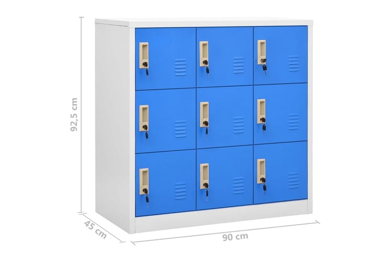 Förvaringsskåp 2 st ljusgrå och blå 90x45x92,5 cm stål - Grå - Skåp - Klädskåp & omklädningsskåp