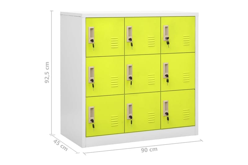 Förvaringsskåp 2 st ljusgrå och grön 90x45x92,5 cm stål - Grå - Förvaring - Skåp