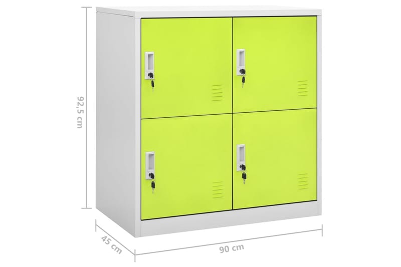 Förvaringsskåp 2 st ljusgrå och grön 90x45x92,5 cm stål - Grå - Skåp - Klädskåp & omklädningsskåp