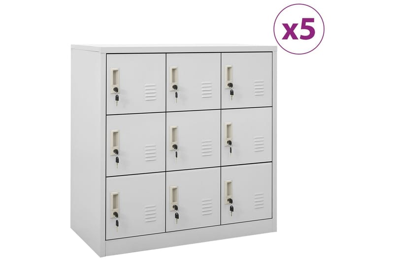 Förvaringsskåp 5 st ljusgrå 90x45x92,5 cm stål - Grå - Förvaring - Skåp