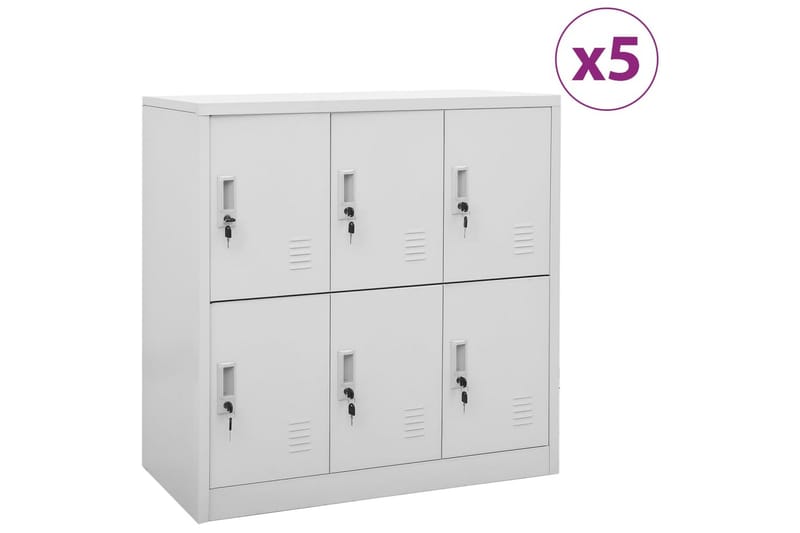 Förvaringsskåp 5 st ljusgrå 90x45x92,5 cm stål - Grå - Förvaring - Skåp