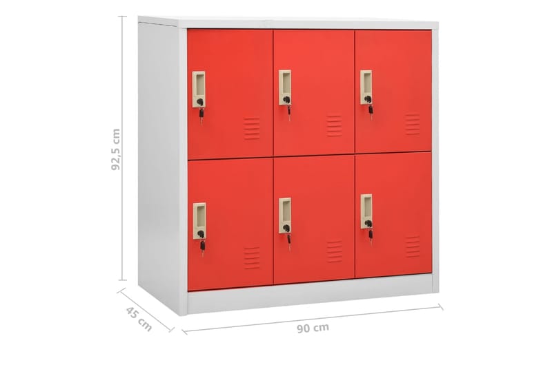 Förvaringsskåp 5 st ljusgrå och röd 90x45x92,5 cm stål - Grå - Skåp - Klädskåp & omklädningsskåp