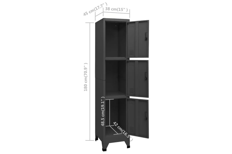 beBasic Förvaringsskåp antracit 38x45x180 cm stål - Förvaring - Skåp - Förvaringsskåp - Kontorsskåp - Dokumentskåp