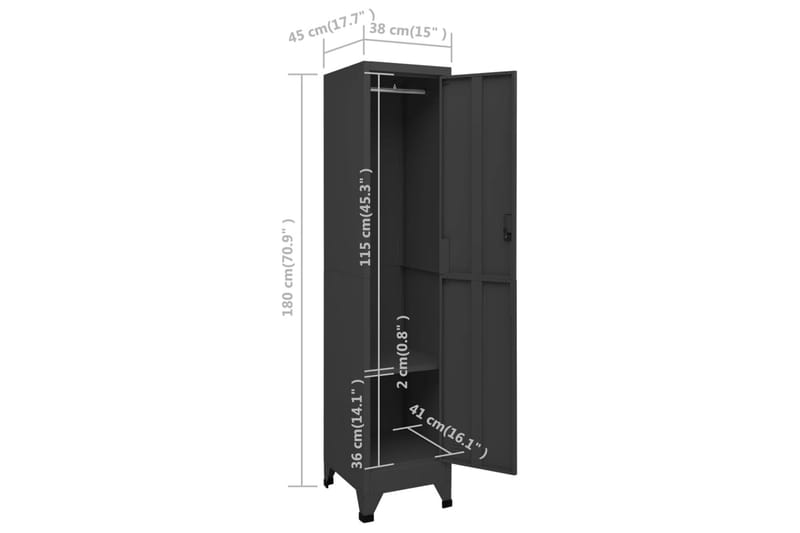 beBasic Förvaringsskåp antracit 38x45x180 cm stål - Förvaring - Skåp - Förvaringsskåp - Kontorsskåp - Dokumentskåp