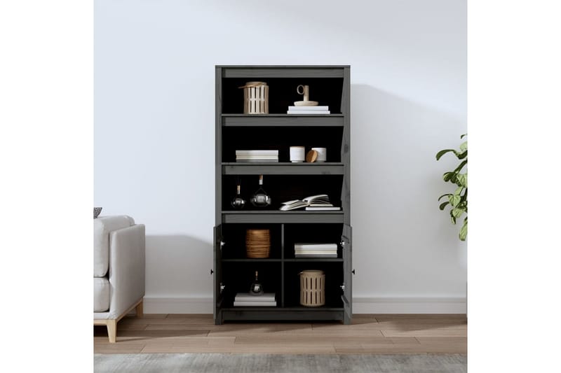 beBasic Förvaringsskåp grå 80x35x154 cm massiv furu - Förvaring - Skåp - Förvaringsskåp - Kontorsskåp - Dokumentskåp