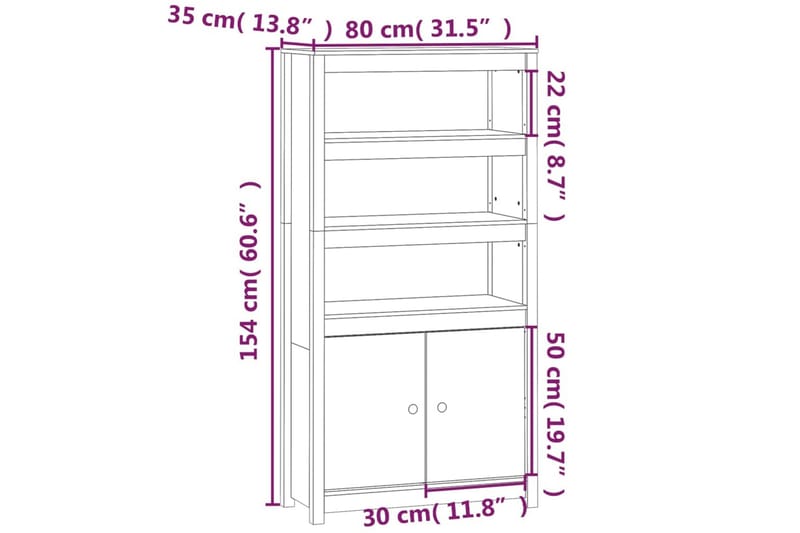 beBasic Förvaringsskåp grå 80x35x154 cm massiv furu - Förvaring - Skåp - Förvaringsskåp - Kontorsskåp - Dokumentskåp