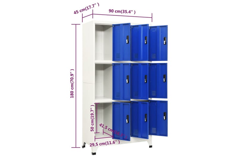 beBasic Förvaringsskåp grå och blå 90x45x180 cm stål - Förvaring - Skåp - Förvaringsskåp - Kontorsskåp - Dokumentskåp