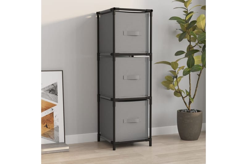 beBasic Förvaringsskåp med 3 tygkorgar grå 34x34x101 cm stål - Förvaring - Skåp - Förvaringsskåp - Kontorsskåp - Dokumentskåp