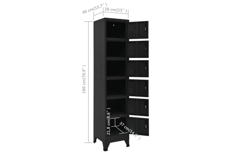 beBasic Förvaringsskåp svart 38x40x180 cm stål - Förvaring - Skåp - Förvaringsskåp - Kontorsskåp - Dokumentskåp