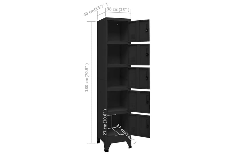 beBasic Förvaringsskåp svart 38x40x180 cm stål - Förvaring - Skåp - Förvaringsskåp - Kontorsskåp - Dokumentskåp