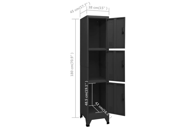 beBasic Förvaringsskåp svart 38x45x180 cm stål - Förvaring - Skåp - Förvaringsskåp - Kontorsskåp - Dokumentskåp