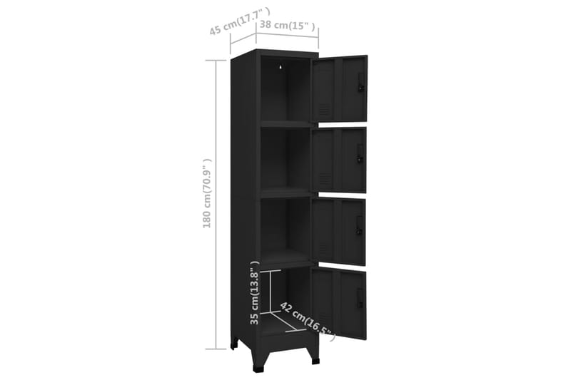 beBasic Förvaringsskåp svart 38x45x180 cm stål - Förvaring - Skåp - Förvaringsskåp - Kontorsskåp - Dokumentskåp