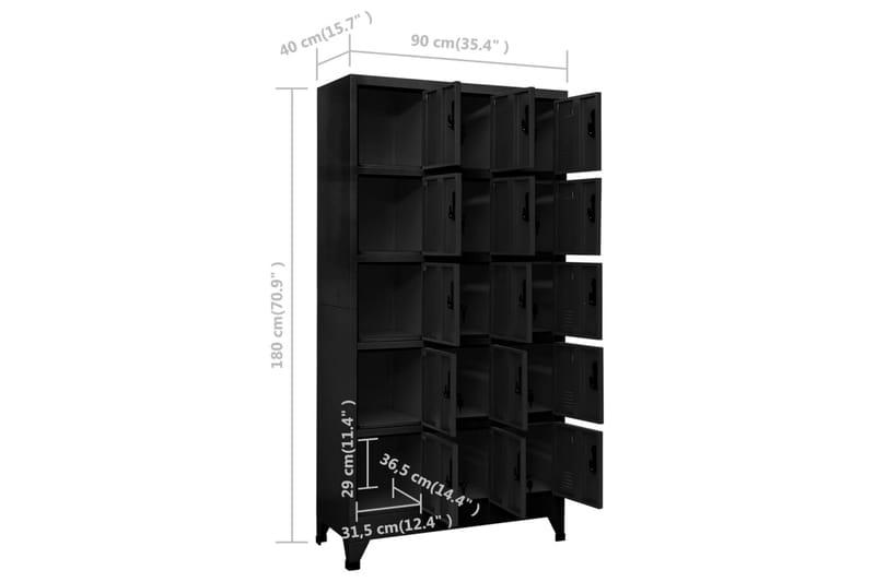 beBasic Förvaringsskåp svart 90x40x180 cm stål - Förvaring - Skåp - Förvaringsskåp - Kontorsskåp - Dokumentskåp