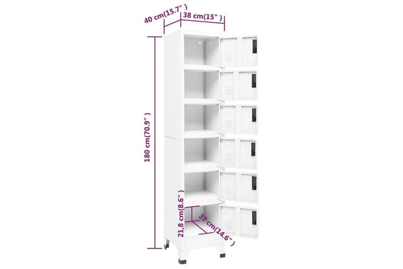 beBasic Förvaringsskåp vit 38x40x180 cm stål - Förvaring - Skåp - Förvaringsskåp - Kontorsskåp - Dokumentskåp