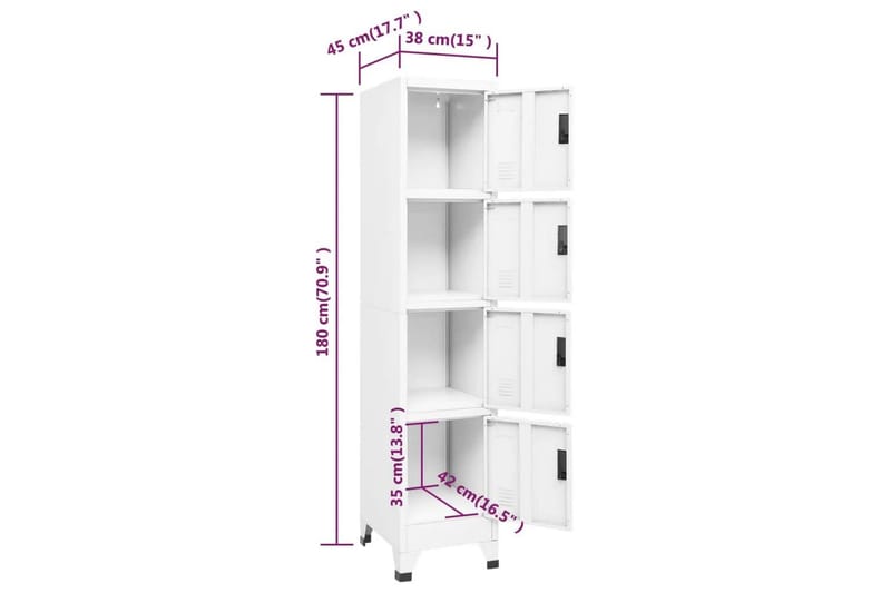 beBasic Förvaringsskåp vit 38x45x180 cm stål - Förvaring - Skåp - Förvaringsskåp - Kontorsskåp - Dokumentskåp