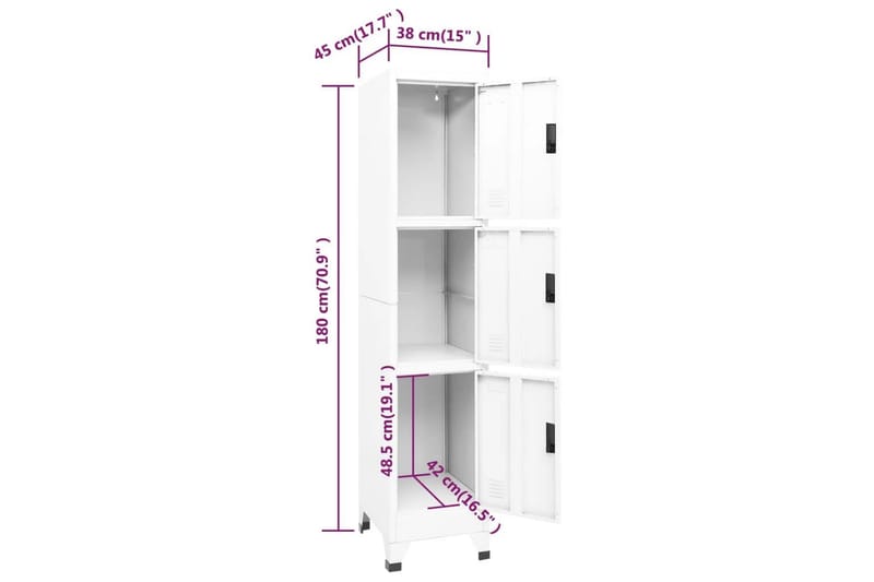 beBasic Förvaringsskåp vit 38x45x180 cm stål - Förvaring - Skåp - Förvaringsskåp - Kontorsskåp - Dokumentskåp