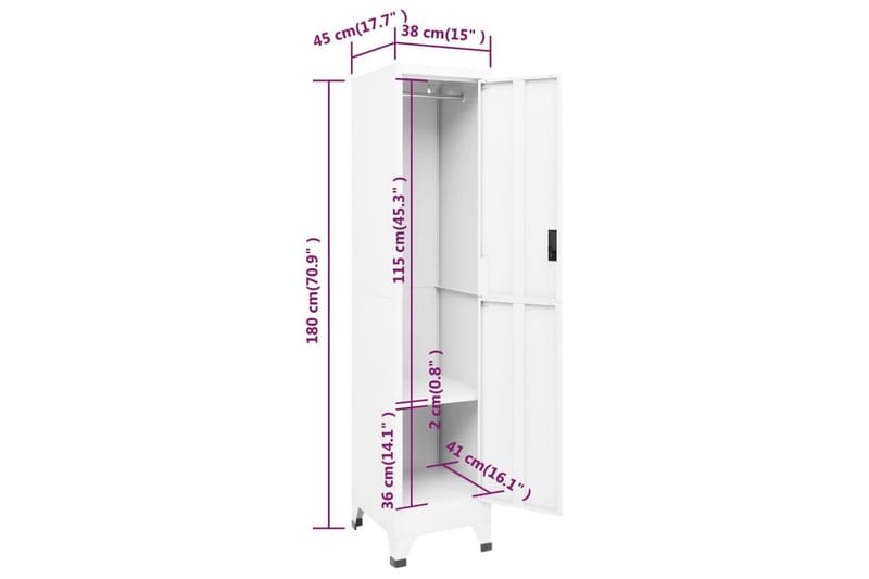 beBasic Förvaringsskåp vit 38x45x180 cm stål - Förvaring - Skåp - Förvaringsskåp - Kontorsskåp - Dokumentskåp