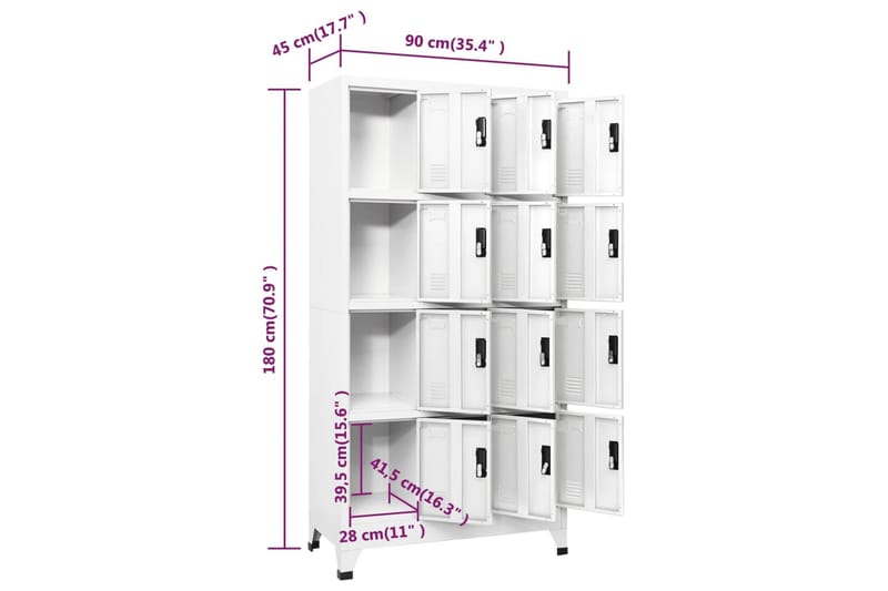 beBasic Förvaringsskåp vit 90x45x180 cm stål - Förvaring - Skåp - Förvaringsskåp - Kontorsskåp - Dokumentskåp