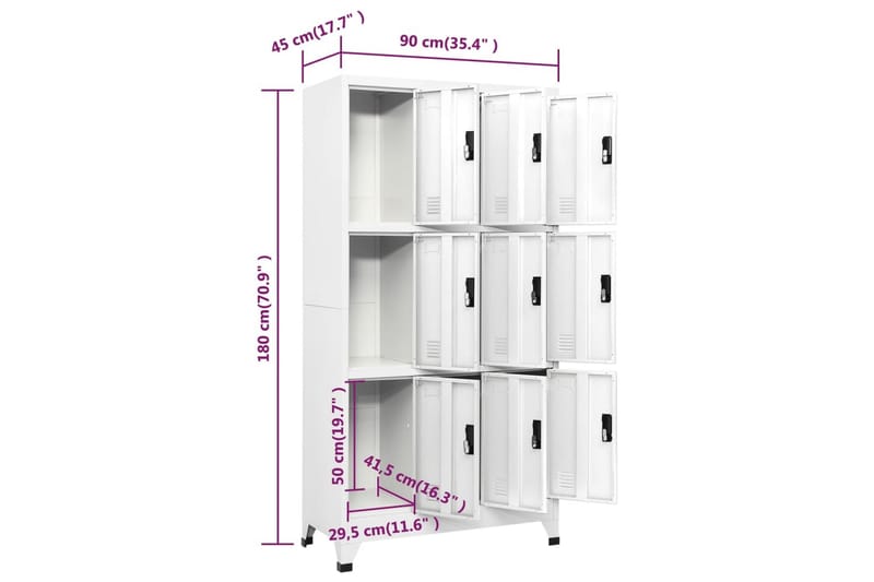 beBasic Förvaringsskåp vit 90x45x180 cm stål - Förvaring - Skåp - Förvaringsskåp - Kontorsskåp - Dokumentskåp
