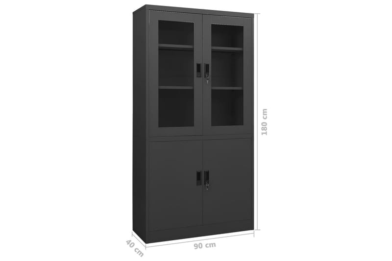 Dokumentskåp antracit 90x40x180 cm stål - Grå - Förvaring - Skåp - Förvaringsskåp - Kontorsskåp - Dokumentskåp