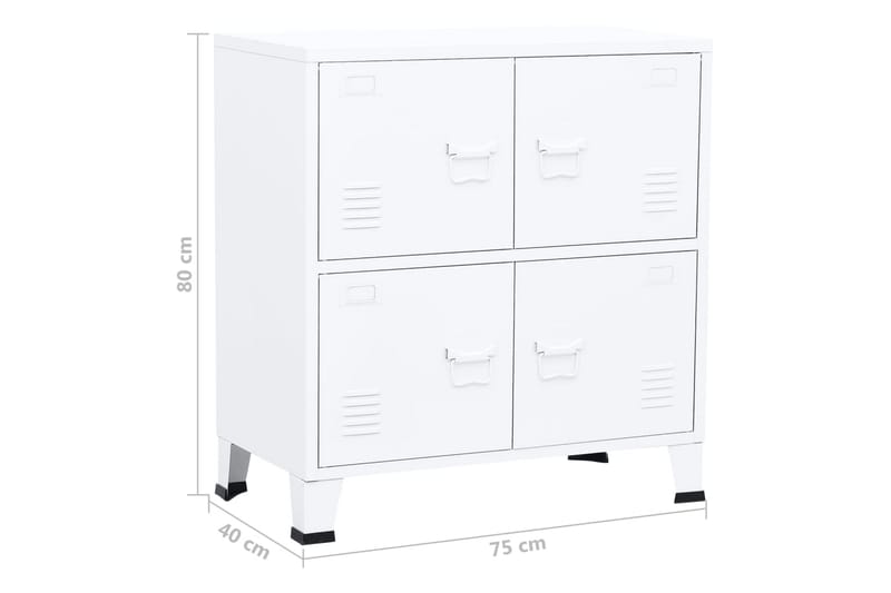 Dokumentskåp industriell vit 75x40x80 cm stål - Vit - Förvaring - Förvaringsmöbler - Byrå