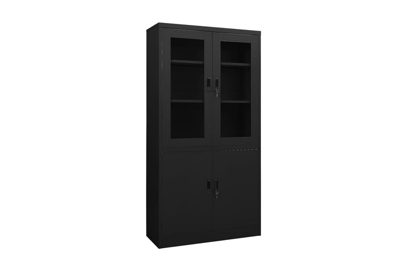 Dokumentskåp svart 90x40x180 cm stål - Svart - Förvaring - Skåp - Förvaringsskåp - Kontorsskåp - Dokumentskåp