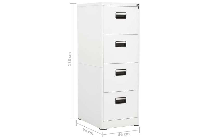 Dokumentskåp vit 46x62x133 cm stål - Vit - Förvaring - Skåp - Förvaringsskåp - Kontorsskåp - Dokumentskåp
