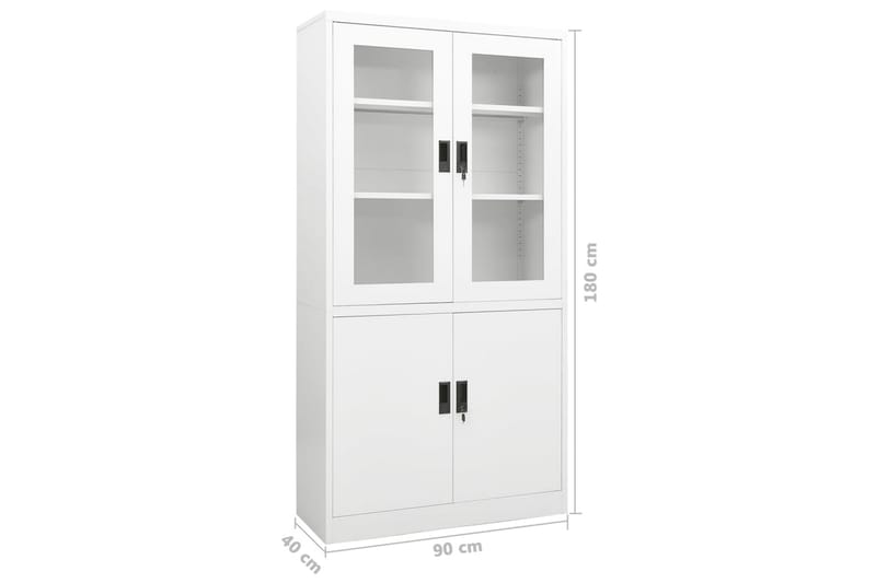 Dokumentskåp vit 90x40x180 cm stål - Vit - Förvaring - Skåp - Förvaringsskåp - Kontorsskåp - Dokumentskåp