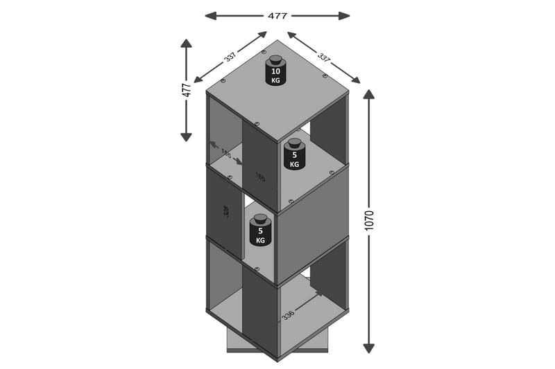 FMD Roterbart dokumentskåp öppet 34x34x108 cm betong - Grå - Dokumentskåp