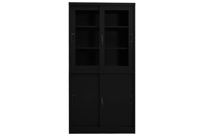 Dokumentskåp med skjutdörr svart 90x40x180 cm stål - Svart - Förvaring - Skåp - Förvaringsskåp - Kontorsskåp - Dokumentskåp