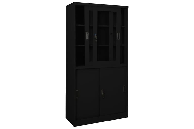 Dokumentskåp med skjutdörr svart 90x40x180 cm stål - Svart - Förvaring - Skåp - Förvaringsskåp - Kontorsskåp - Dokumentskåp