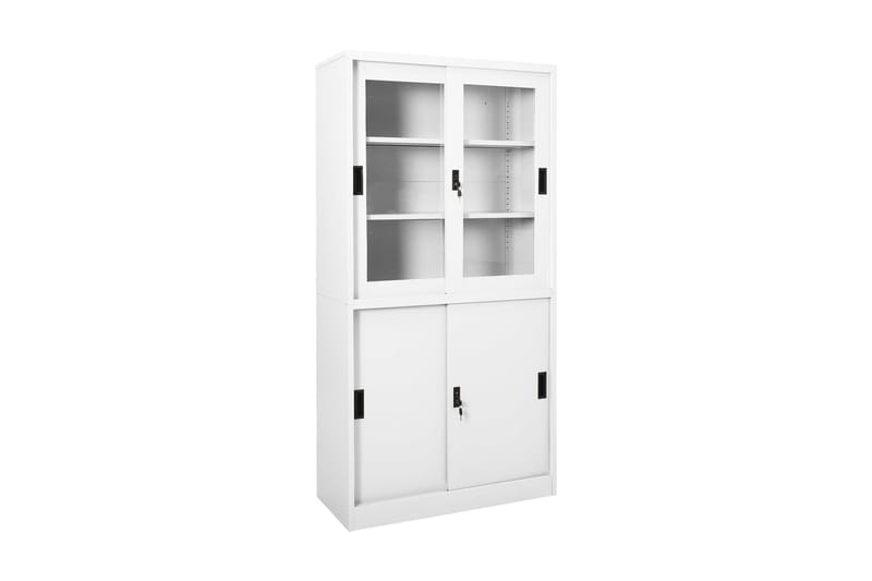 Dokumentskåp med skjutdörr vit 90x40x180 cm stål - Vit - Förvaring - Skåp - Förvaringsskåp - Kontorsskåp - Dokumentskåp