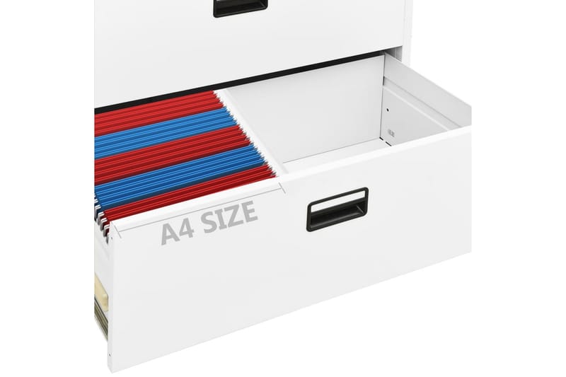 Dokumentskåp vit 90x46x134 cm stål - Vit - Förvaring - Skåp - Förvaringsskåp - Kontorsskåp - Dokumentskåp